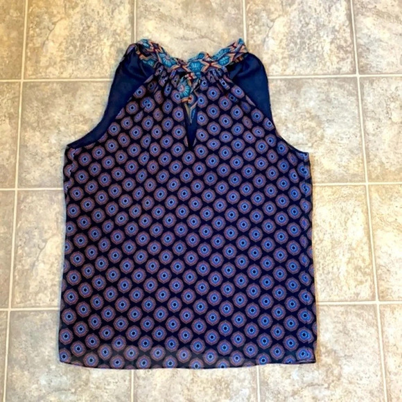 Ramy Brook Medallion Printed Lula Neck tie Sleeveless Top Blue Small - Picture 6 of 12